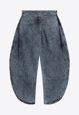 Alaïa Petal-Cut Faded Jeans Blue AA9P0253T535CDE/S_ALAIA-524