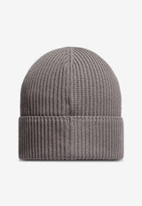 Moncler Logo Patch Ribbed Beanie Gray L10913B00022M1367_93D