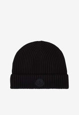 Moncler Logo Patch Ribbed Beanie Black L10913B00022M1367_999