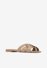 Saint Laurent Tribute Leather Flat Sandals Taupe 572761AAAAH_2721