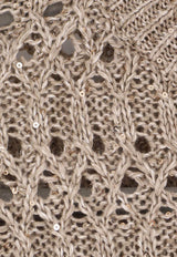 Brunello Cucinelli Open Knit Sequined Sweater Beige MCO564700C9089_Mud_40000097