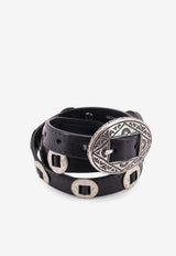 Golden Goose DB Oval-Buckle Embellished Leather Belt Black GMA00819A00082590100_Black_41114683