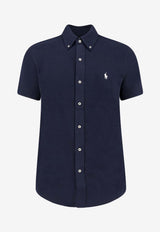 Polo Ralph Lauren Logo Embroidered Buttoned Shirt Navy 710798291001_AVIATOR NAVY_48136916
