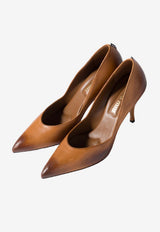 Miu Miu 85 Waxed Leather Pumps Cognac 5I546EFA085537_F0046