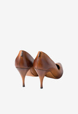 Miu Miu 85 Waxed Leather Pumps Cognac 5I546EFA085537_F0046
