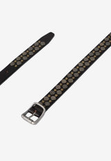 Lemaire Rio Studs Thin Belt in Smooth Leather Dark Brown BE0006LL0055_BR449
