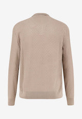 Hugo Boss Jacquard Silk V-neck Sweater Beige 50555201255_Beige_44130154