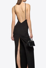 The Attico Feather-Trimmed Maxi Cady Dress Black 260WCW00264PLL088FS_100