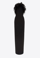 The Attico Feather-Trimmed Maxi Cady Dress Black 260WCW00264PLL088FS_100
