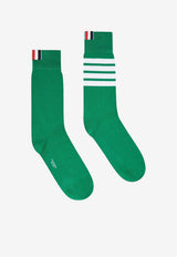 Thom Browne 4-bar Stripes Ribbed Mid-Calf Socks Green FAS020B01690_345