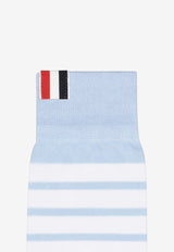 Thom Browne 4-bar Stripes Ribbed Mid-Calf Socks Light Blue FAS020B01690_450