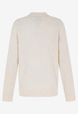 Hugo Boss Jacquard Silk V-neck Sweater Off-white 50555201118_OPEN WHITE_44130542