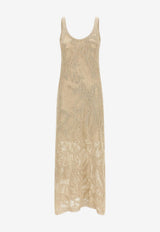 Brunello Cucinelli Crochet Knit Midi Dress Beige MDT771A92C8925_Beige_40000064