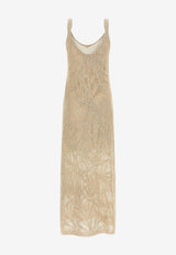 Brunello Cucinelli Crochet Knit Midi Dress Beige MDT771A92C8925_Beige_40000064