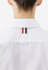 Thom Browne Logo Tag Patch Mini Shirt Dress White FDS002E03113_100