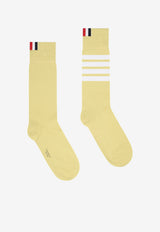 Thom Browne 4-bar Stripes Ribbed Mid-Calf Socks Yellow FAS020B01690_741