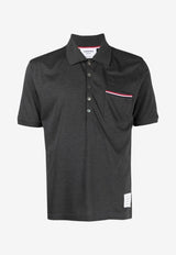 Thom Browne Name Tag Patch Polo T-shirt Gray MJP022A01455025
