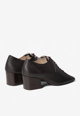 Lemaire 55 Lamb Leather Heeled Derby Shoes Chocolate FO0246LL0070_BR490