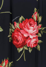 Dolce & Gabbana Rose Bouquet Print Midi Dress Black F610FTFSICDHN5ZN_BOUQUET ROSE NERO_40005349