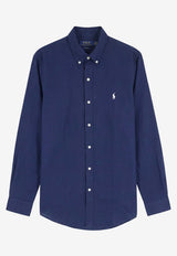 Polo Ralph Lauren Logo Embroidered Buttoned Shirt Blue 710968915506_NEWPORT NAVY W WHITE PP_48136843