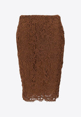 Saint Laurent Guipure Lace Pencil Skirt Brown 845790Y363H_2081
