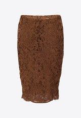 Saint Laurent Guipure Lace Pencil Skirt Brown 845790Y363H_2081