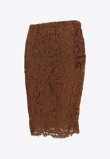 Saint Laurent Guipure Lace Pencil Skirt Brown 845790Y363H_2081