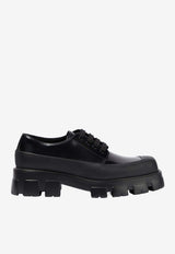 Prada Monolith Brushed Leather Lace-Up Shoes Black 2EG411B4L_F0002