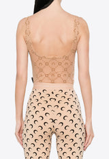Marine Serre Flock Monogram Jacquard Bodysuit Camel WUW061ACJER0005_BG60