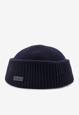 Loro Piana Logo Patch Cashmere Beanie Blue FAM3617W000_BLUE NAVY_53281602