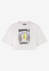 Balenciaga Salon De Couture Print Cropped T-shirt White 871735TUVD49000_White_44824523