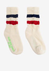 Golden Goose DB Kids Boys Striped Ribbed Socks White GKP00883P001107_81239