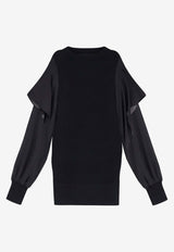 Sacai Crewneck Voile-Sleeved Sweater Black 2608336001_Black_54429909