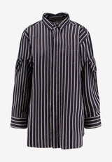 Sacai Striped Long-Sleeved Shirt Navy 2608394222_NAVY STRIPE_54429827