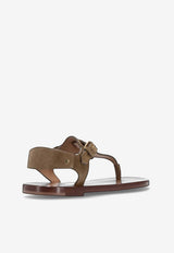 Isabel Marant Akel Suede Flat Sandals Taupe SD0247FAC2A04S_50TA