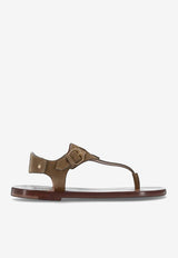Isabel Marant Akel Suede Flat Sandals Taupe SD0247FAC2A04S_50TA