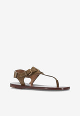 Isabel Marant Akel Suede Flat Sandals Taupe SD0247FAC2A04S_50TA