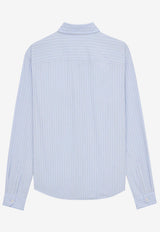 Saint Laurent Cassandre Striped Long-Sleeved Shirt Light Blue 861080Y7J664427_BLEU/GRIS_44132754