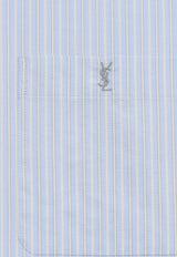 Saint Laurent Cassandre Striped Long-Sleeved Shirt Light Blue 861080Y7J664427_BLEU/GRIS_44132754