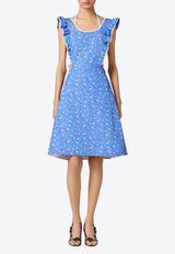 Miu Miu Floral Print Apron Mini Dress Blue MF6301SOOO19KO_F05HG