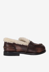 Miu Miu Logo Plaque Leather Loafers Brown 5D530EF0203LNC_F0192