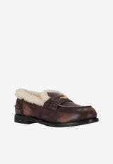 Miu Miu Logo Plaque Leather Loafers Brown 5D530EF0203LNC_F0192