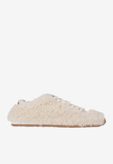 Miu Miu Shearling Lace-Up Sneakers Cream 5E529EF005173_F0018