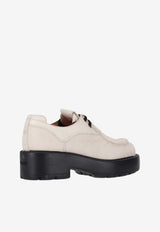 Miu Miu Platform Leather Derby Shoes White 5E964DFD0552HIO_F0304
