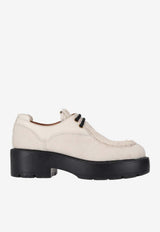 Miu Miu Platform Leather Derby Shoes White 5E964DFD0552HIO_F0304