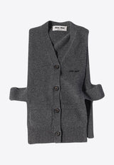 Miu Miu V-neck Logo Vest Gray MMV380SOOO19RL_F0480