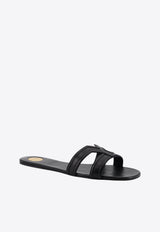 Saint Laurent Mabrouka Logo Leather Slides Black 86185325V001000_Black_44132589