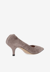 P.A.R.O.S.H Curly 55 Suede Pumps Taupe D070286SHESHOE_064