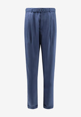 Saint Laurent Silk Tailored Slim Pants Blue 862381Y6J784812_BLEU ACIER_44132594