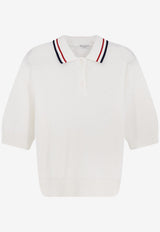 Brunello Cucinelli Ribbed Knit Polo T-shirt White M19756305CZ930_PANAMAMARINACREMISI_54420915